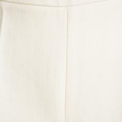 Pre Owned Oscar De La Renta Cream Wool High Waist Shorts S