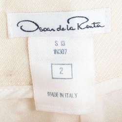 Pre Owned Oscar De La Renta Cream Wool High Waist Shorts S