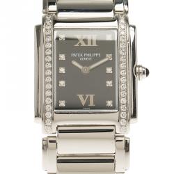Pre Owned Patek Philippe Black Stainless Steel Twenty 4 Women's Wristwatch 26MM