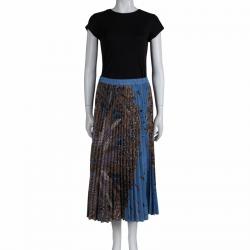 Paul & Joe Feather Printed Zakari Plisse Midi Skirt S