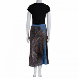 Paul & Joe Feather Printed Zakari Plisse Midi Skirt S