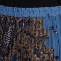 Paul & Joe Feather Printed Zakari Plisse Midi Skirt S
