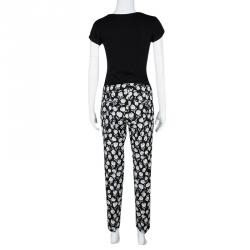 Pre Owned Paul and Joe Black Floral Lurex Jacquard Tailored Trousers L