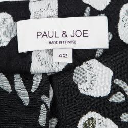 Pre Owned Paul and Joe Black Floral Lurex Jacquard Tailored Trousers L