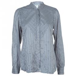 Pre Owned Paul and Joe Grey Long Sleeve Striped Silk Shirt L