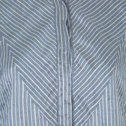 مملوكة مسبقًا Paul and Joe Grey Long Sleeve Striped Silk Shirt L