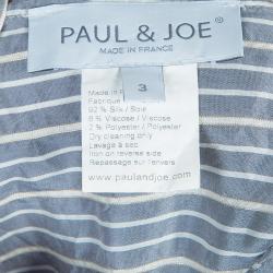 مملوكة مسبقًا Paul and Joe Grey Long Sleeve Striped Silk Shirt L