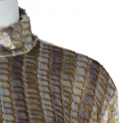 Paul And Joe Velvet Lurex Textured Long Sleeve Mandarin Collar Top M