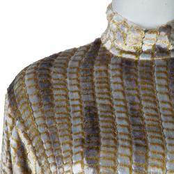 Paul And Joe Velvet Lurex Textured Long Sleeve Mandarin Collar Top M