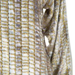 Paul And Joe Velvet Lurex Textured Long Sleeve Mandarin Collar Top M