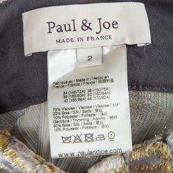 Paul And Joe Velvet Lurex Textured Long Sleeve Mandarin Collar Top M