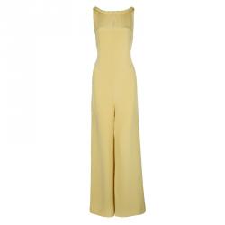 Paul and Joe Pale Yellow Scoop Back Sleeveless Silk Jumpsuit M