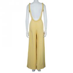 Paul and Joe Pale Yellow Scoop Back Sleeveless Silk Jumpsuit M