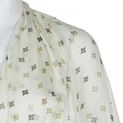 Paul and Joe Cream Silk Printed Ruffle Trim Gathered Maxi Dress S