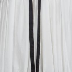 Paul and Joe White Silk Empire Line Short Sleeve Blouse L