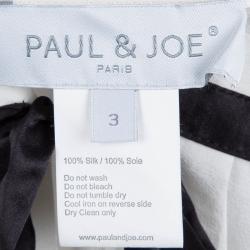 Paul and Joe White Silk Empire Line Short Sleeve Blouse L