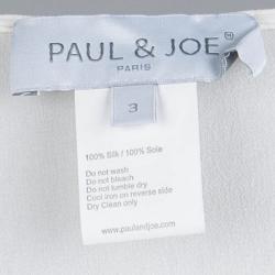 Paul and Joe White Silk Empire Line Short Sleeve Blouse L
