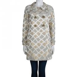 Paul and Joe Lurex Detail Geometric Pattern Double Breasted Jacket L