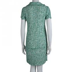 مملوكة مسبقًا CH by Carolina Herrera Green Textured Short Sleeve Shift Dress S