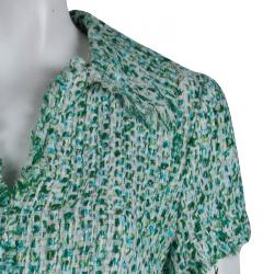 مملوكة مسبقًا CH by Carolina Herrera Green Textured Short Sleeve Shift Dress S