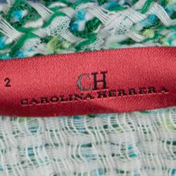 مملوكة مسبقًا CH by Carolina Herrera Green Textured Short Sleeve Shift Dress S