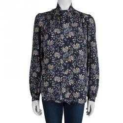Paul And Joe Blue Floral Printed Tie Detail Josefine Blouse L