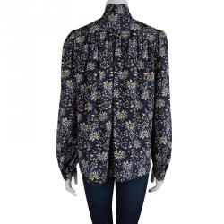 Paul And Joe Blue Floral Printed Tie Detail Josefine Blouse L