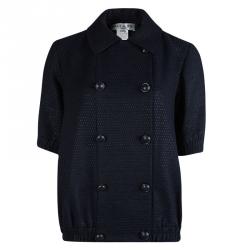 Paul And Joe Navy Blue Jacquard Double Breasted Jacket L