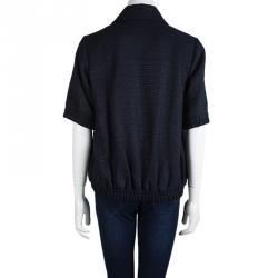 Paul And Joe Navy Blue Jacquard Double Breasted Jacket L