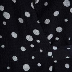 Paul and Joe Black Crinkled Silk Polka Dotted Wrap Dress L
