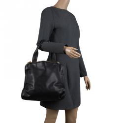 Paule Ka Black Leather Tote