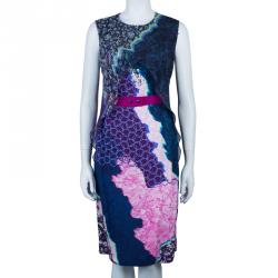 Peter Pilotto Multicolor Print Cross Column Sleeveless Dress M