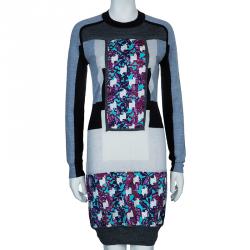 Pre Owned Peter Pilotto Grey Printed Long Sleeve Dress S