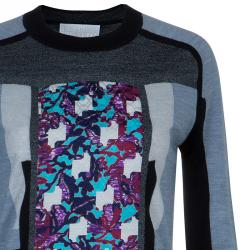 Pre Owned Peter Pilotto Grey Printed Long Sleeve Dress S