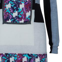 Pre Owned Peter Pilotto Grey Printed Long Sleeve Dress S