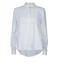 Pre Owned Peter Pilotto White Lace Detail Long Sleeve Cotton Eero Blouse M