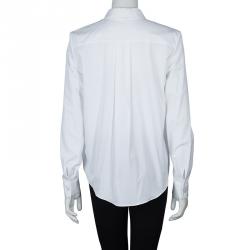 Pre Owned Peter Pilotto White Lace Detail Long Sleeve Cotton Eero Blouse M