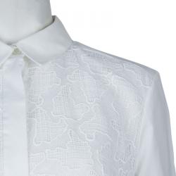 Pre Owned Peter Pilotto White Lace Detail Long Sleeve Cotton Eero Blouse M