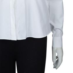 Pre Owned Peter Pilotto White Lace Detail Long Sleeve Cotton Eero Blouse M