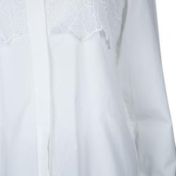 Pre Owned Peter Pilotto White Lace Detail Long Sleeve Cotton Eero Blouse M