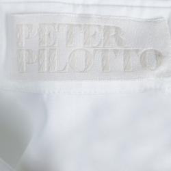 Pre Owned Peter Pilotto White Lace Detail Long Sleeve Cotton Eero Blouse M
