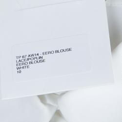 Pre Owned Peter Pilotto White Lace Detail Long Sleeve Cotton Eero Blouse M