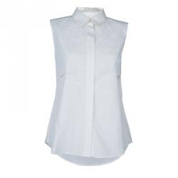 Pre Owned Peter Pilotto White Lace Detail Sleeveless Eero Blouse M