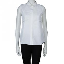 Pre Owned Peter Pilotto White Lace Detail Sleeveless Eero Blouse M