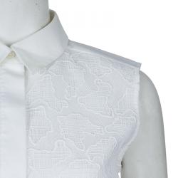 Pre Owned Peter Pilotto White Lace Detail Sleeveless Eero Blouse M