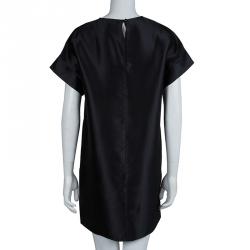 Pre Owned Peter Pilotto Black Abstract Print Mikado Silk Dress L