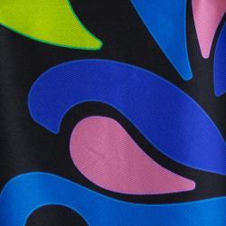 Pre Owned Peter Pilotto Black Abstract Print Mikado Silk Dress L