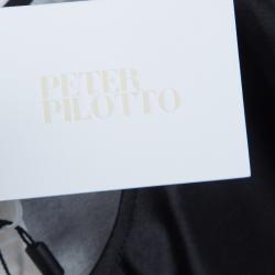 Pre Owned Peter Pilotto Black Abstract Print Mikado Silk Dress L