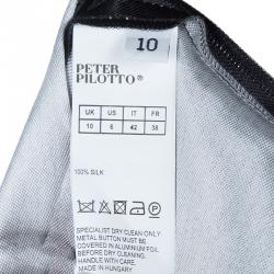 Pre Owned Peter Pilotto Black Abstract Print Mikado Silk Dress L