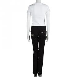 Philipp Plein Couture Black Denim Studded Straight Fit Jeans L